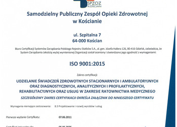 Certyfikat akredytacyjny iso 9001:2015